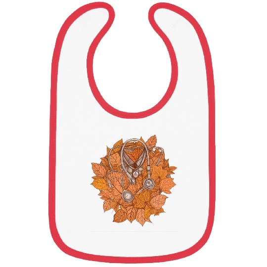 nurses Job Stethoscope Fall Leaves Thanksgiving Day RN Bibs