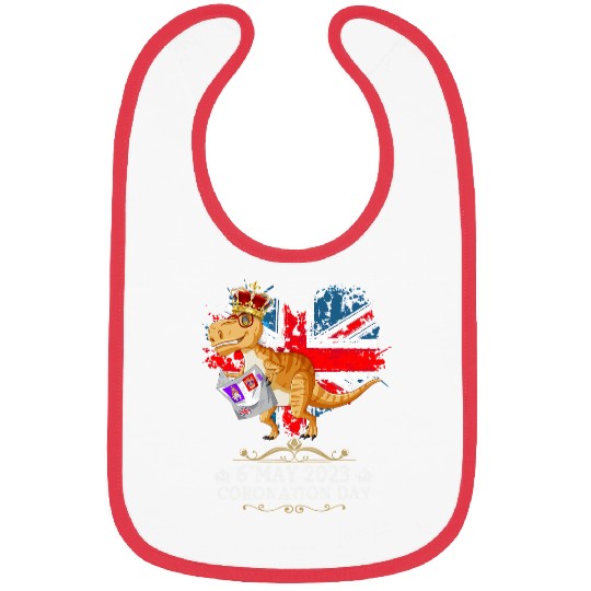 Dinosaur Pet Kings Coronation Dinosaur Kids Union Jack Coronation Bibs