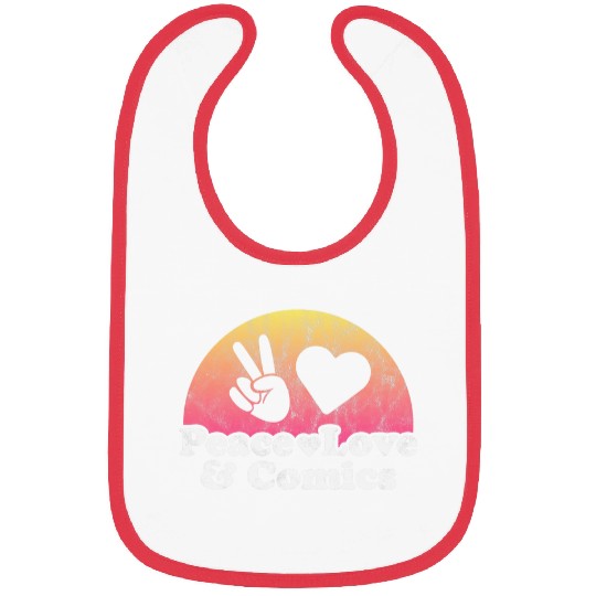 Book Fun Peace Love and Comics Comic Bibs