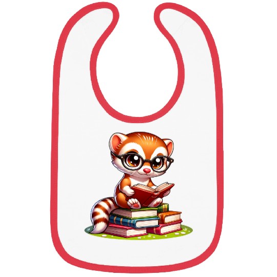 Book Fun Funny japanese weasel reading Bookworm Book Lovers Bibs