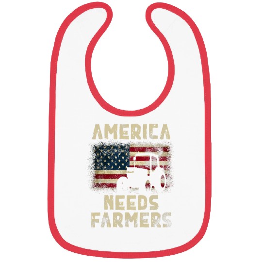 Tractor Fun driving America Needs Farmers Tractor American Flag 1 Bibs