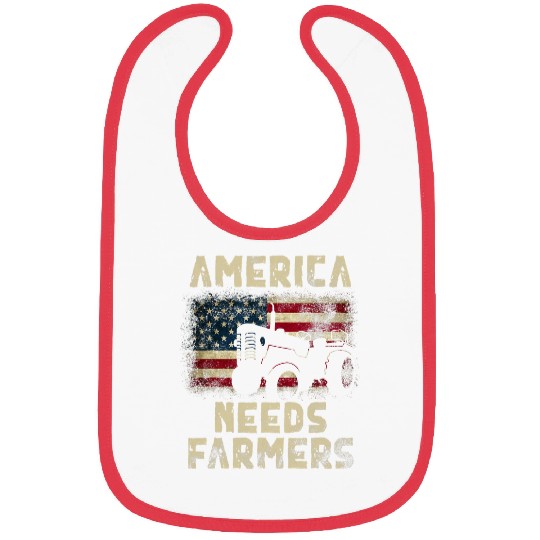 Tractor Fun driving America Needs Farmers Tractor American Flag Bibs