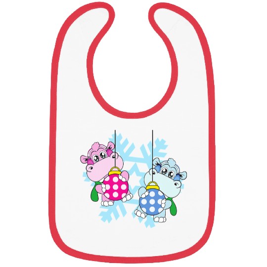 Hippo Pet Christmas Balls Winter Snowflake Snow Bibs