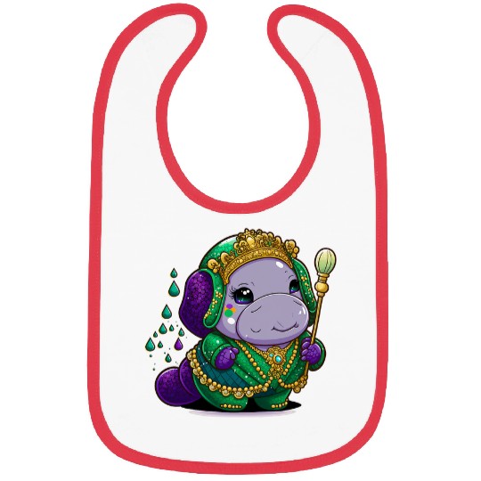 Manatee Pet Mardi Gras King Queen Bibs