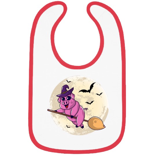 Pig Pet Halloween Full Moon Graveyard Spooky Pig Witch Night Kids Bibs