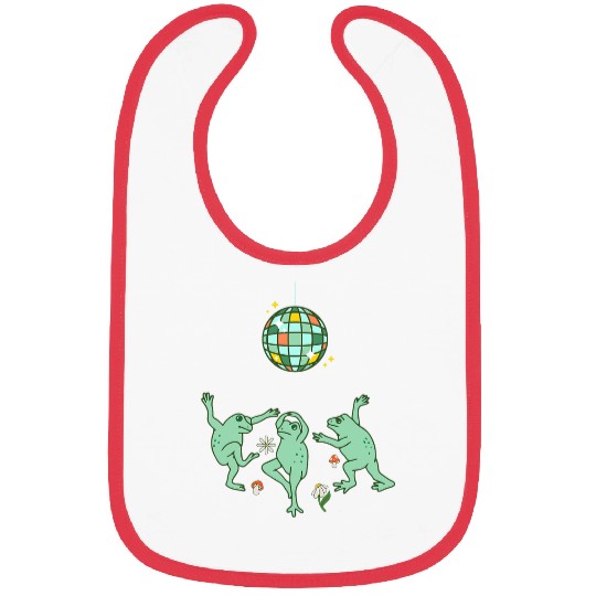 Frog Pet Retro 70s Groovy Frog Toad Mushroom Flower Disco Dance Party Bibs