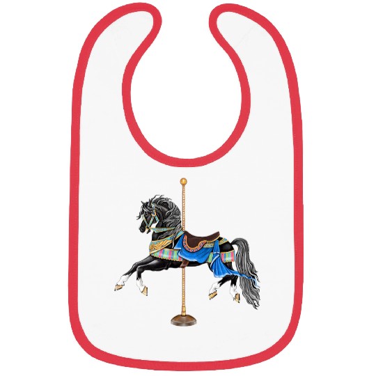 Horse Pet Black Stallion Carousel Horse 3 Bibs
