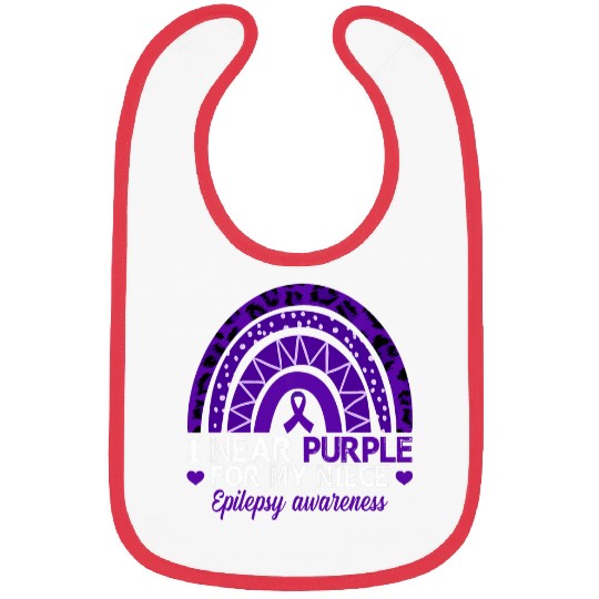 I Wear Purple For My Niece Epilepsy Awareness Boho Rainbow Bibs