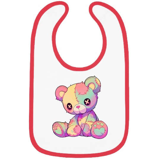 Bear Pet Kawaii Pastel Goth Creepy Cute Witchy Patchwork Teddy Bear Bibs
