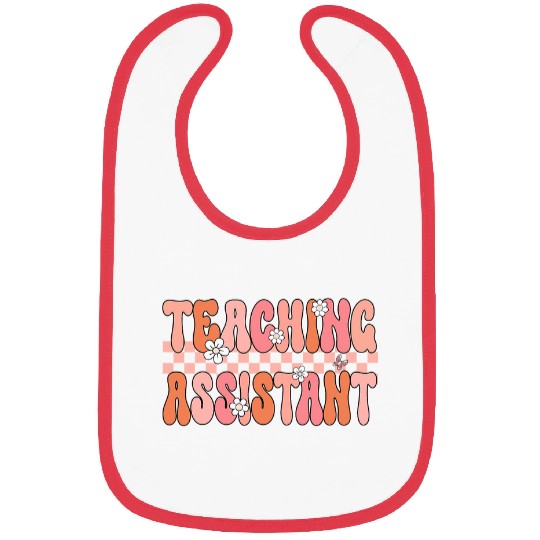 Groovy Teaching Assistant Women Retro Teacher Aide Crew Bibs