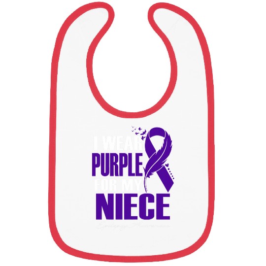 I Wear Purple For My Niece Epilepsy Awareness Feather Bibs