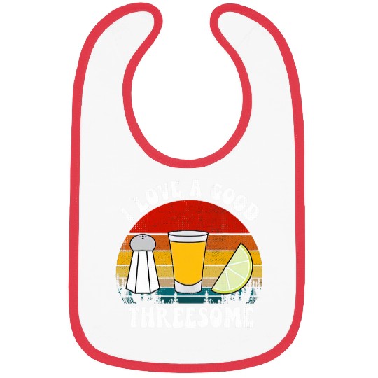 Retro I Love A Good Threesome Bartender Salt Lime Tequila Bibs
