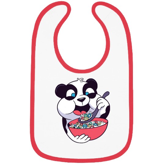 Panda Pet Eating Cereal Cute Anime Bibs
