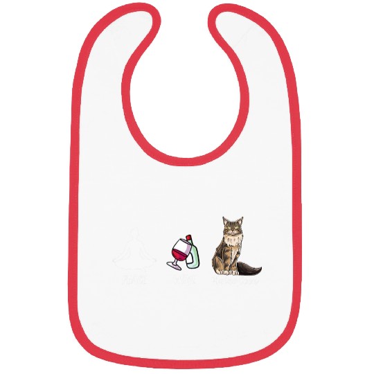 Wines Fun Cute Main Coon Cat Design Peace Wines Maine Coon Bibs