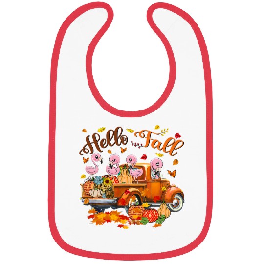 Flamingo Pet Hello Fall Pumpkin Truck Maple Leaves Harvest 1 Bibs