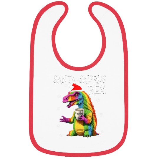 Coffee Fun SantaSaurus rexs Funny Rainbow Dinosaur Coffee Christmas Bibs
