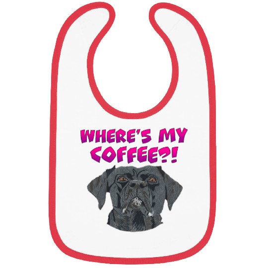 Coffee Fun WHERE S MY COFFEE WITH HAND DRAWN BLACK LAB Bibs