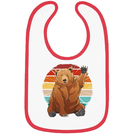 Bear Pet friendly grizzly bear waving its hand bear greeting Bibs