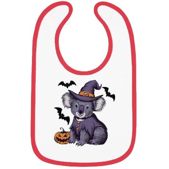 Koala Pet Funny Scary Pumpkin Bat Witch Koala Halloween 3 Bibs