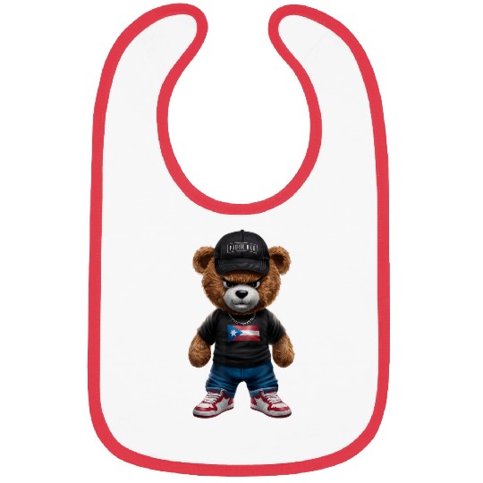 Bear Pet Cute Teddy Bear Puerto Rico Flag Boricua Puerto Rican 1 Bibs