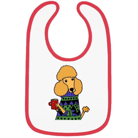 Coffee Fun Smileteespetsa Funny Apricot Poodle Dog Drinking Coffee Bibs