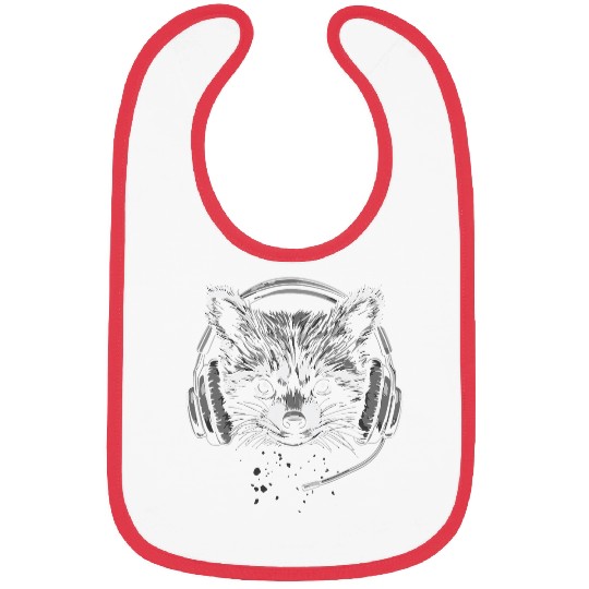 Raccoon Pet Black and White Gamer Raccoon with Headset and Microphone Bibs