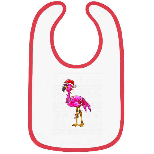 Flamingo Pet Tis The Sea Sun Christmas Pink Flamingo Men Kids Youth Bibs