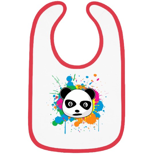 Panda Pet Face Cool Paint Splash Splatter Multi Color Bibs