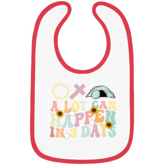 A Lot Can Happen In 3 Days Retro Groovy Easter Day Bibs