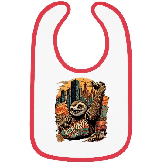 Sloth Pet Kaiju Slothzilla Anime Monster Japan City Bibs