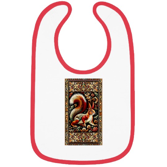 Squirrel Pet Artwork Elegant Tapestry Motif Style 1 Bibs