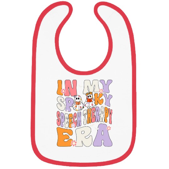 In My Spooky Speech Therapy Era ghosts Groovy Halloween Bibs