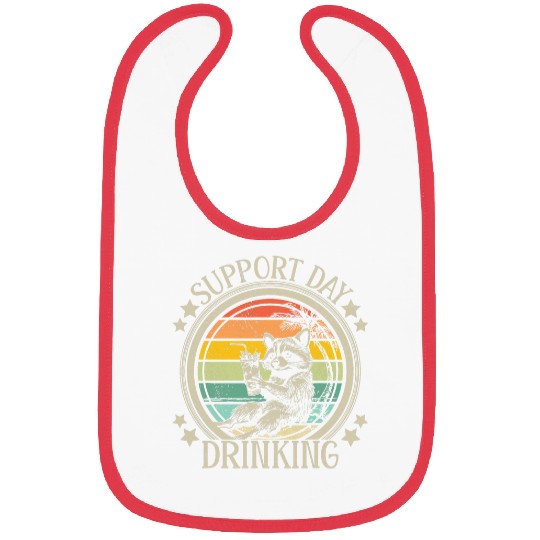 Wines Fun Support Day Drinking Women Raccoon Cocktail Summer Vintage Bibs