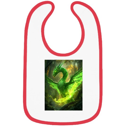 Dragon Pet Mystical Green Dragon in Enchanted Forest Bibs