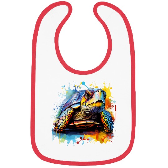 Turtle Pet Colorful Splash Art Eastern Box Turtle Lover Bibs
