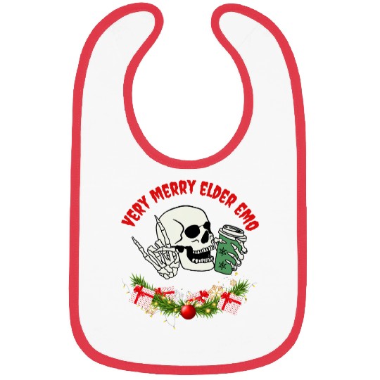 Coffee Fun Very Merry Elder Emo Christmas Coffee Drinking and Goth Bibs