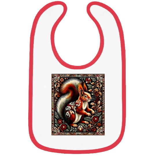 Squirrel Pet Artwork Elegant Tapestry Motif Style Bibs