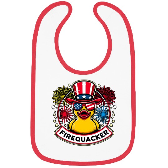 Duck Pet Firequacker 4th of July Rubber Duck USA Flag Bibs