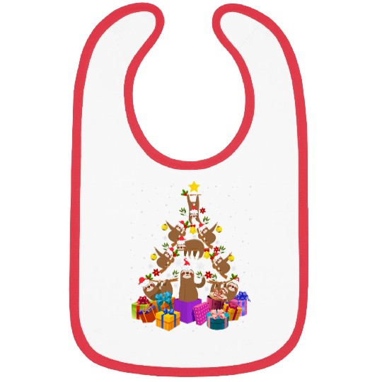 Sloth Pet christmas tree lights santa hat sloth xmas Bibs