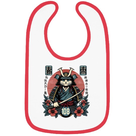 Ancient Samurai Cat Japan Culture Ninja Bibs