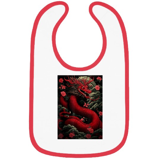 Dragon Pet Japanese Dragon Red Serpent Graphic Snake Art Bibs