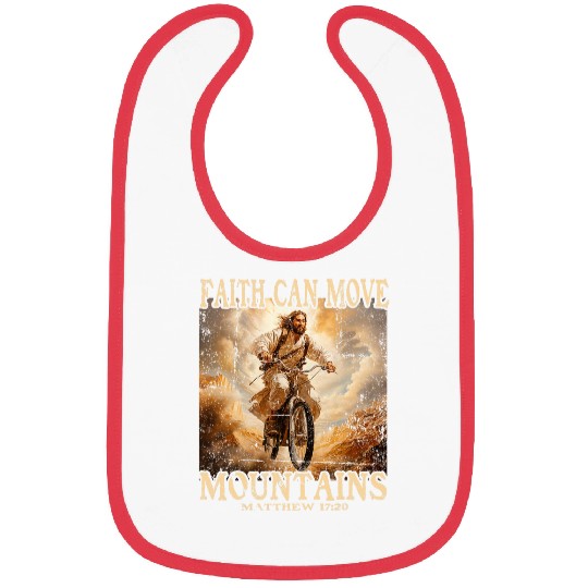 Faith Can Move Mountains Jesus on the Cycle Funny Christian Bibs