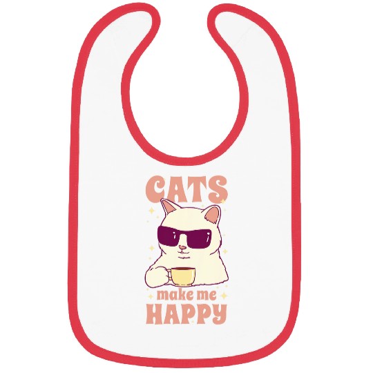 Coffee Fun cats make me happy coffee drinking cat Bibs