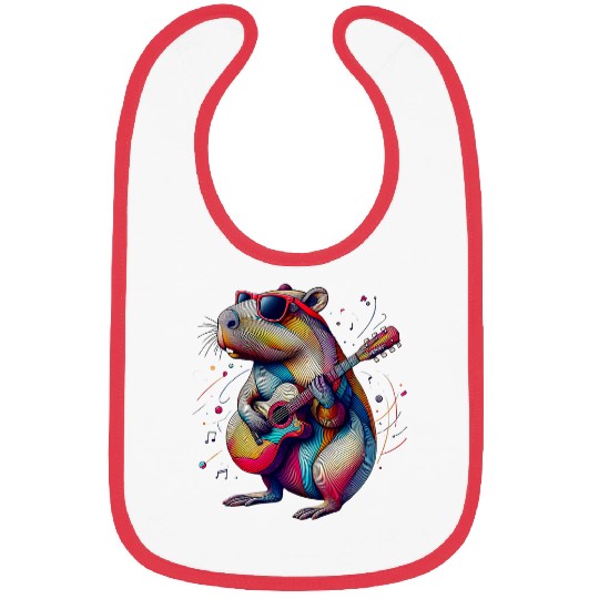 capybaras Pet Playing Guitar Rock and Roll capybaras Lover 1 Bibs