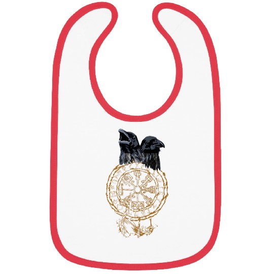 Asatru Germanic Viking Vegvisir Pagan Odin Ravens Copper Bibs