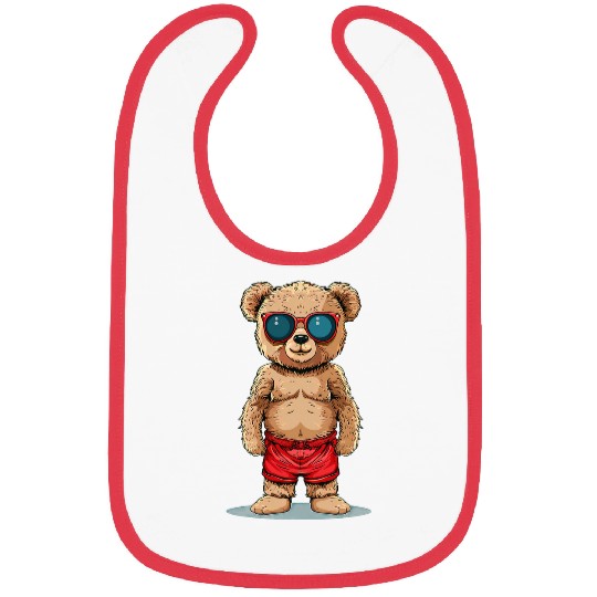 Bear Pet Funny Teddy Bear with Summer swimming trunks Costume Bibs