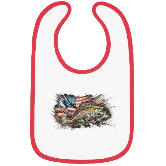 American Flag Speckled Trout Fishing 4th Of July Bibs