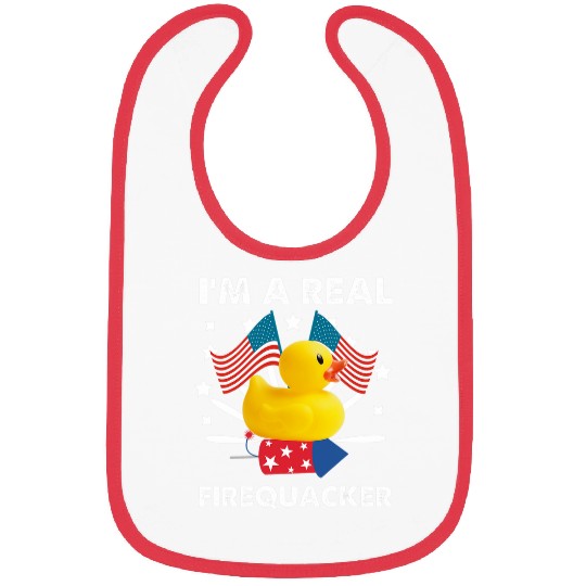 Duck Pet Funny Firequacker Duck Patriotic USA Flag Bibs