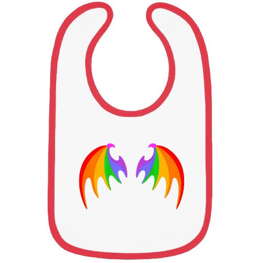 Dragon Pet BACK PRINT Rainbow Dragon Bat Wings Cute Pride Party Magic Bibs