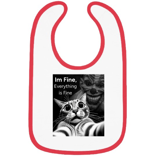 Im Fine Everything Is Fine Funny Cat Selfie Bibs